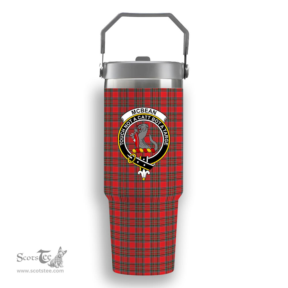 ScotsTee Shop Scottish McBean Modern Crest Tartan Flip Straw Tumbler 20oz 30oz