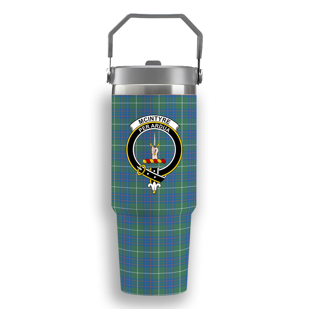 ScotsTee Shop Scottish McIntyre Hunting Ancient Crest Tartan Flip Straw Tumbler 20oz 30oz