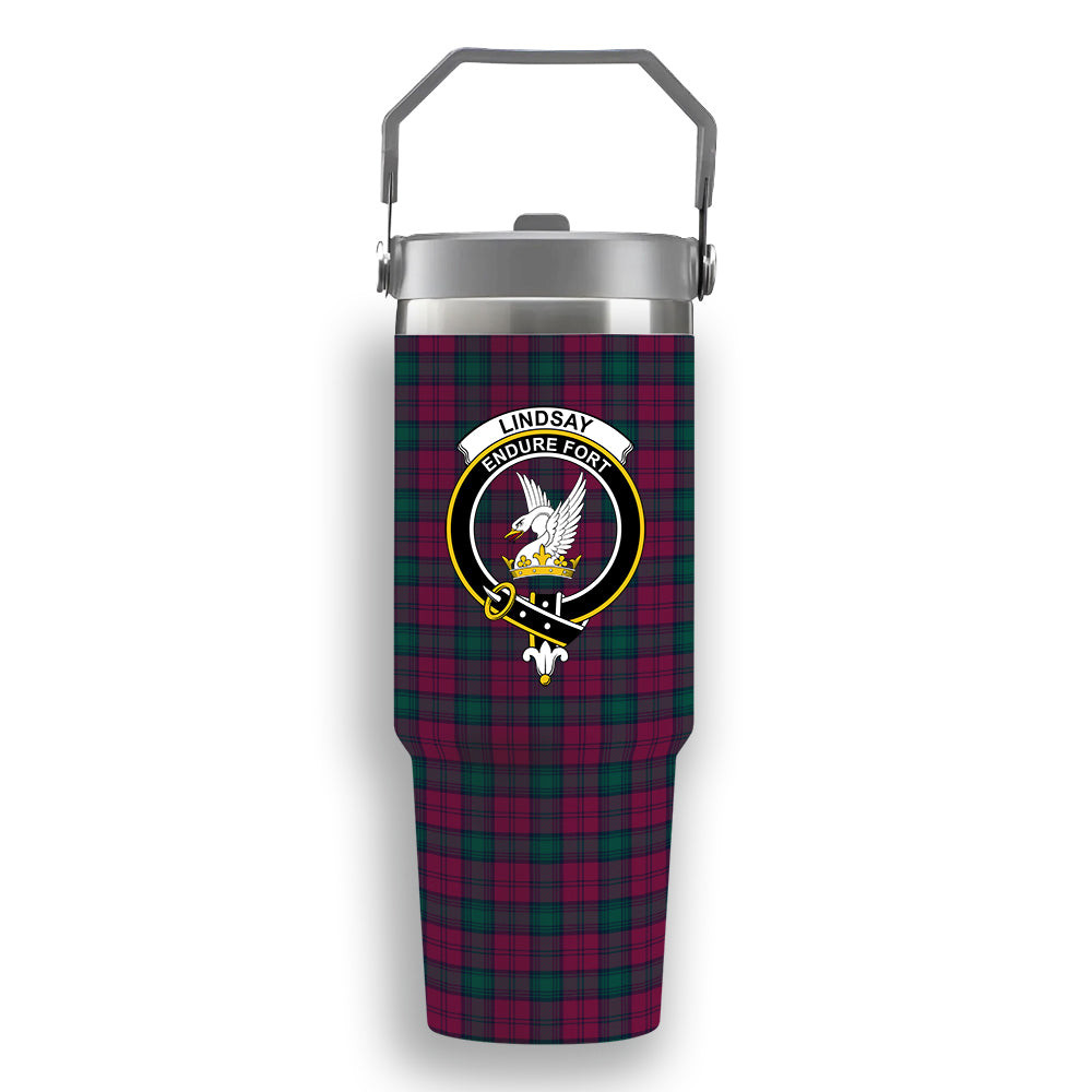 ScotsTee Shop Scottish Lindsay #2 Modern Clan Crest Tartan Flip Straw Tumbler 20oz 30oz