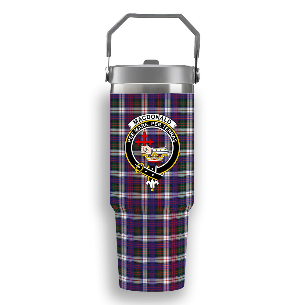 ScotsTee Shop Scottish MacDonald Dress Modern SC Crest Tartan Flip Straw Tumbler 20oz 30oz