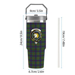 ScotsTee Shop Scottish Stewart of Appin Hunting Modern Crest Tartan Flip Straw Tumbler 20oz 30oz