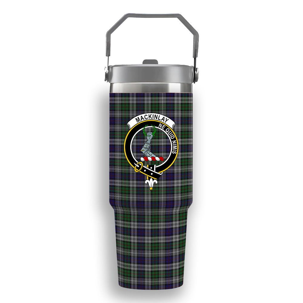 ScotsTee Shop Scottish MacKinlay Dress Crest Tartan Flip Straw Tumbler 20oz 30oz