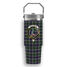 ScotsTee Shop Scottish MacKinlay Dress Crest Tartan Flip Straw Tumbler 20oz 30oz
