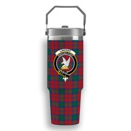 ScotsTee Shop Scottish Lindsay Modern Crest Tartan Flip Straw Tumbler 20oz 30oz