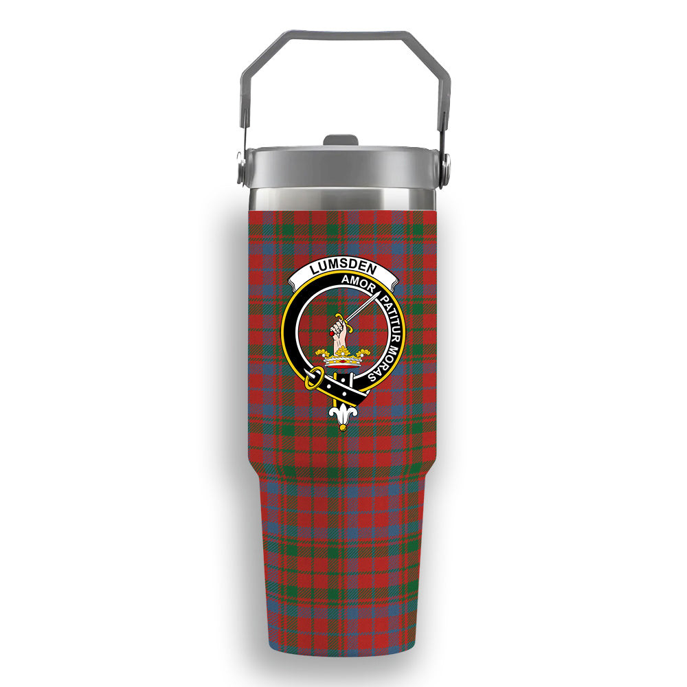ScotsTee Shop Scottish Lumsden of Kintore Ancient Crest Tartan Flip Straw Tumbler 20oz 30oz