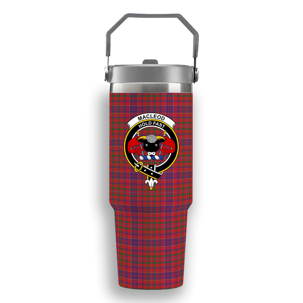 ScotsTee Shop Scottish MacLeod Red Modern Crest Tartan Flip Straw Tumbler 20oz 30oz