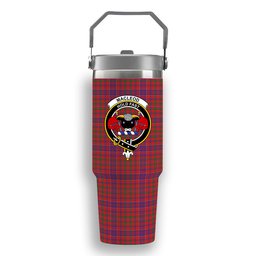ScotsTee Shop Scottish MacLeod Red Modern Crest Tartan Flip Straw Tumbler 20oz 30oz