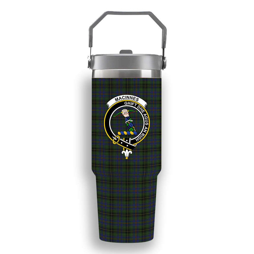 ScotsTee Shop Scottish MacInnes Crest Tartan Flip Straw Tumbler 20oz 30oz