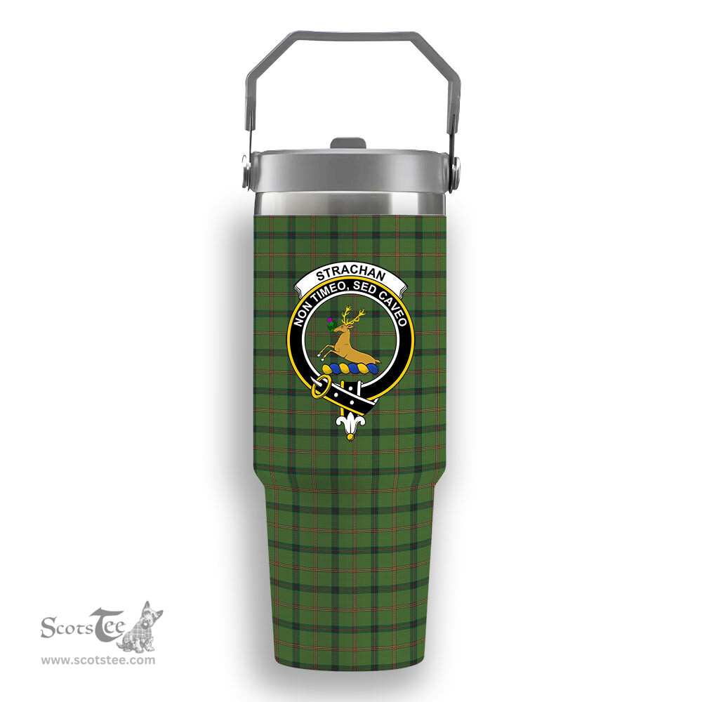 ScotsTee Shop Scottish Strachan Hunting Crest Tartan Flip Straw Tumbler 20oz 30oz