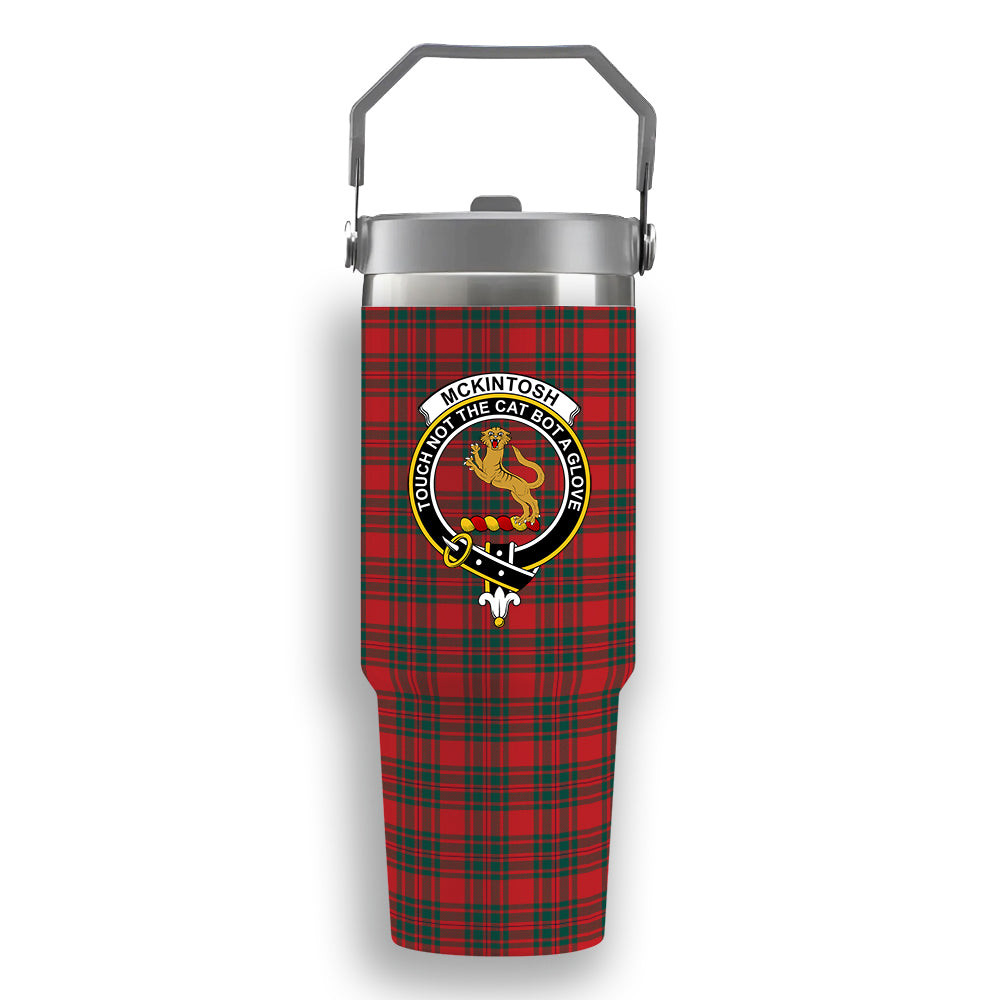 ScotsTee Shop Scottish McKintosh Red Modern Crest Tartan Flip Straw Tumbler 20oz 30oz