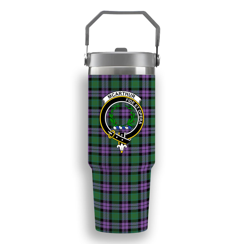 ScotsTee Shop Scottish McArthur of Milton Ancient Crest Tartan Flip Straw Tumbler 20oz 30oz