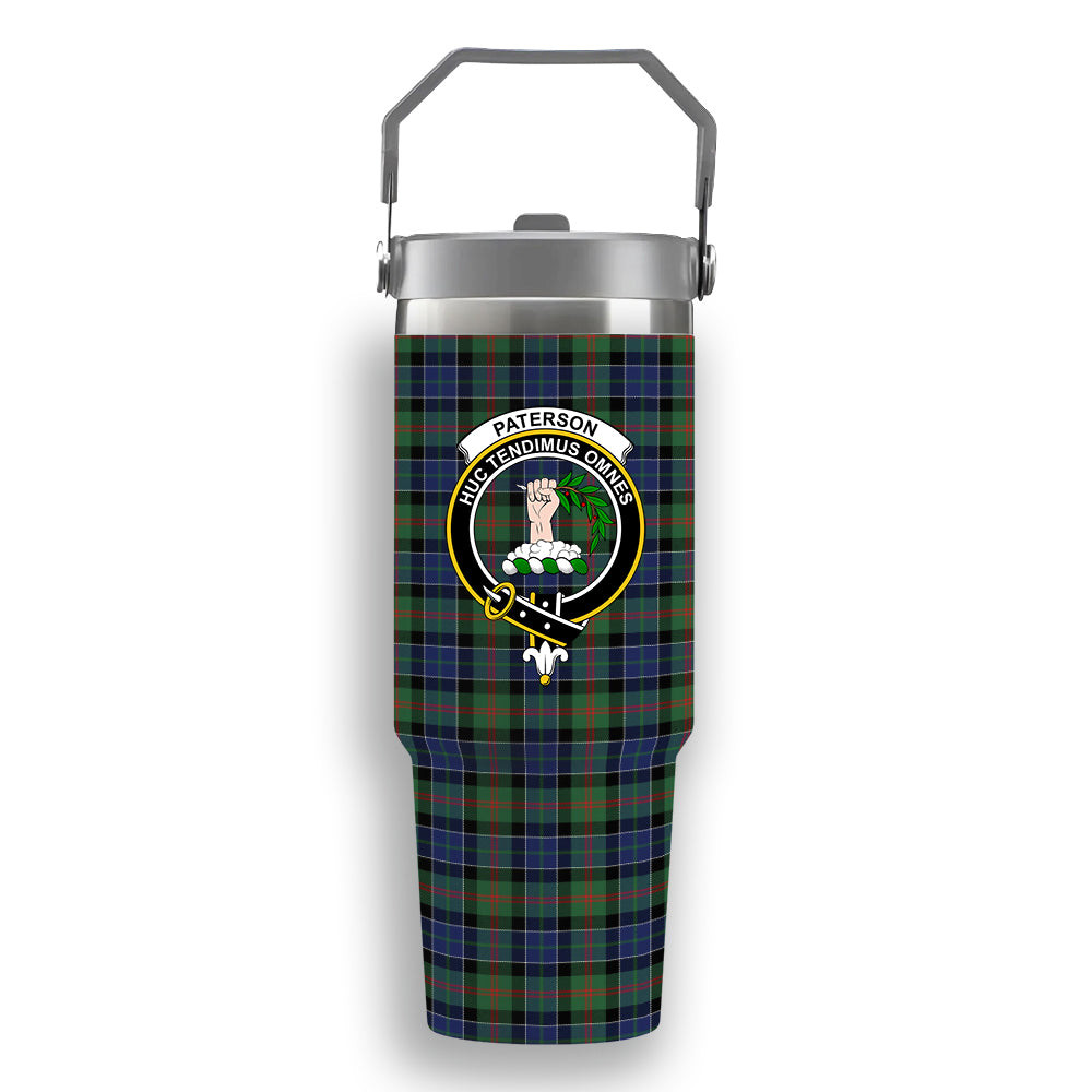 ScotsTee Shop Scottish Paterson Modern Crest Tartan Flip Straw Tumbler 20oz 30oz