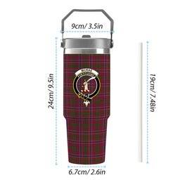 ScotsTee Shop Scottish McRae Red Crest Tartan Flip Straw Tumbler 20oz 30oz
