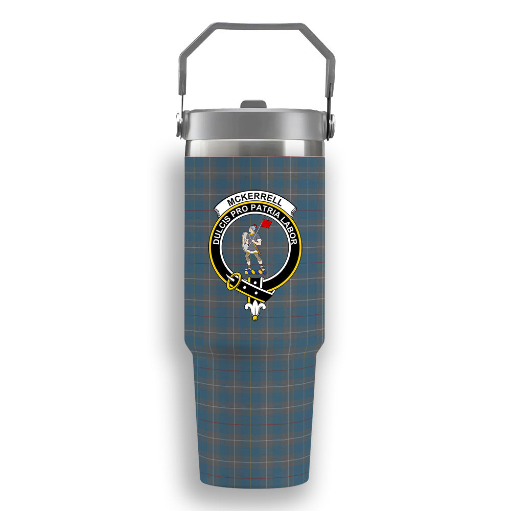 ScotsTee Shop Scottish McKerrell of Hillhouse Dress Crest Tartan Flip Straw Tumbler 20oz 30oz