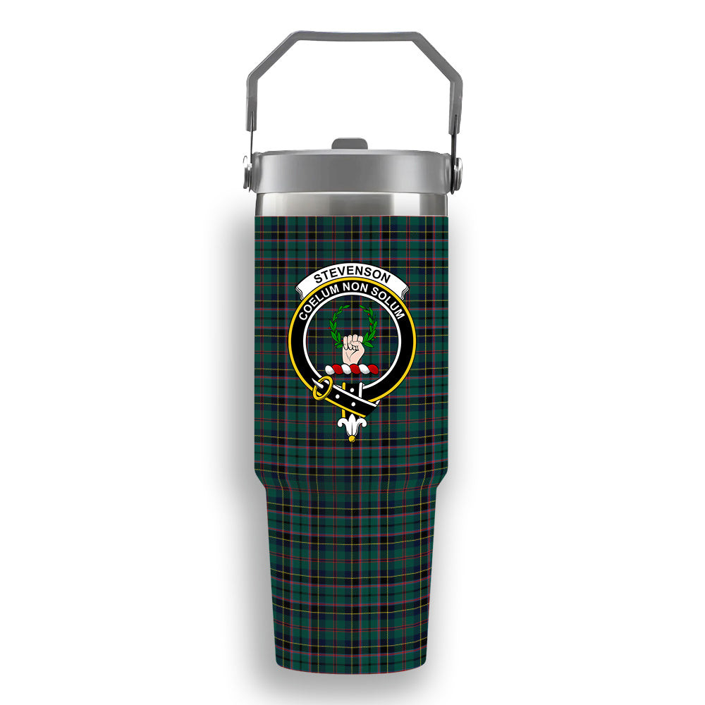 ScotsTee Shop Scottish Stevenson Modern Crest Tartan Flip Straw Tumbler 20oz 30oz