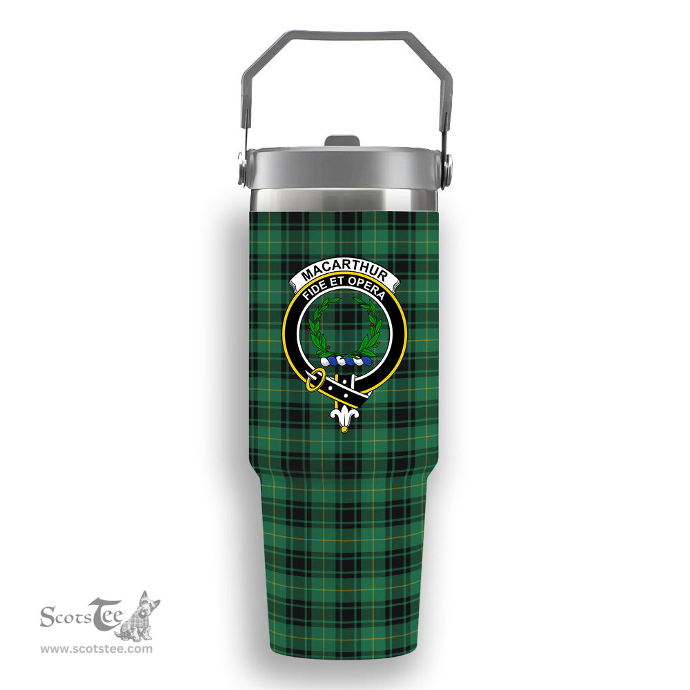 ScotsTee Shop Scottish MacArthur Ancient Crest Tartan Flip Straw Tumbler 20oz 30oz