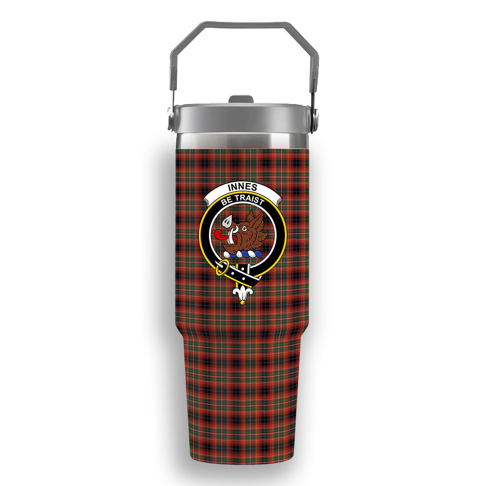 ScotsTee Shop Scottish Innes Red Ancient Crest Tartan Flip Straw Tumbler 20oz 30oz