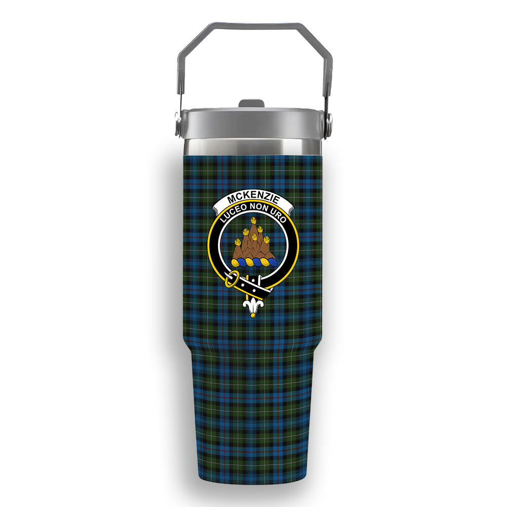 ScotsTee Shop Scottish Mckenzie Crest Tartan Flip Straw Tumbler 20oz 30oz