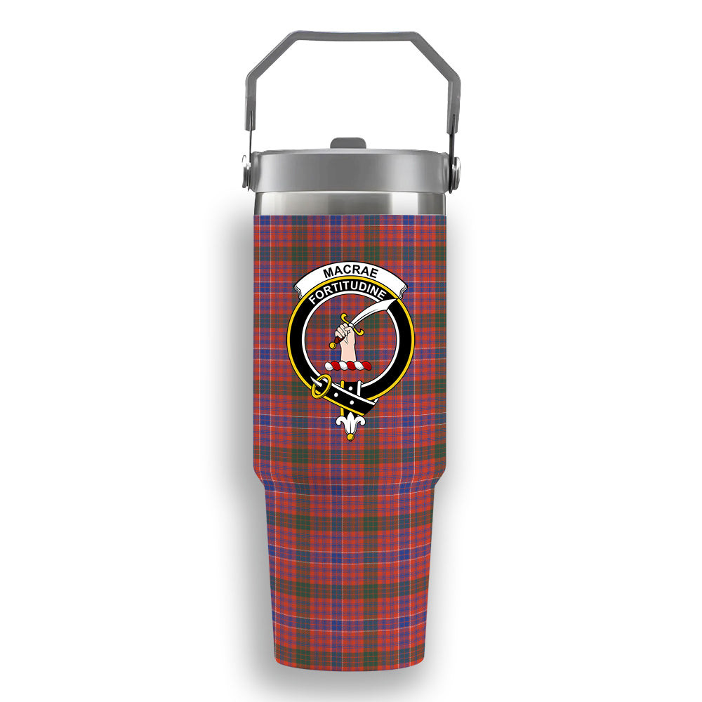 ScotsTee Shop Scottish MacRae Ancient Crest Tartan Flip Straw Tumbler 20oz 30oz