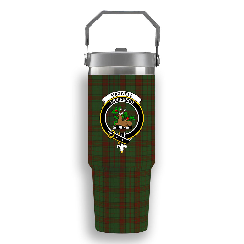 ScotsTee Shop Scottish Maxwell Hunting SC Crest Tartan Flip Straw Tumbler 20oz 30oz