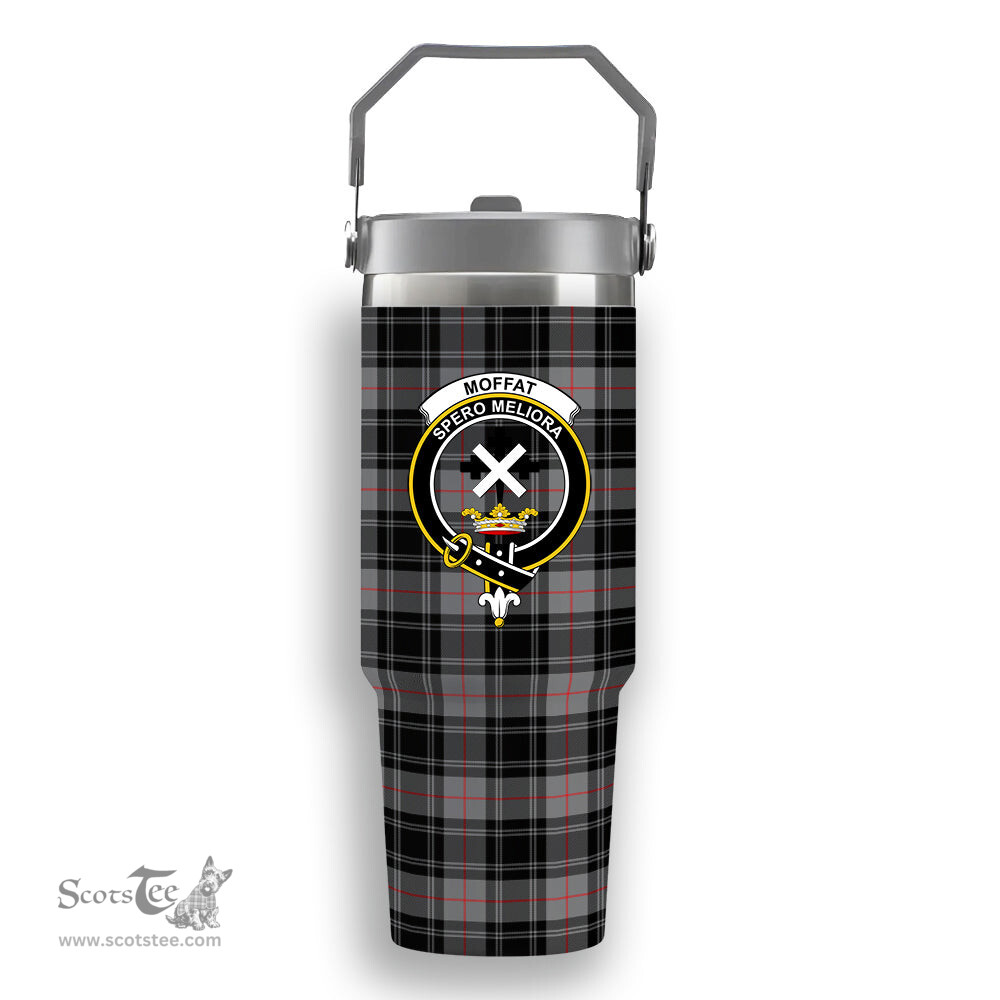 ScotsTee Shop Scottish Moffat Modern SC Crest Tartan Flip Straw Tumbler 20oz 30oz