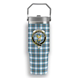 ScotsTee Shop Scottish Stewart Muted Blue Crest Tartan Flip Straw Tumbler 20oz 30oz