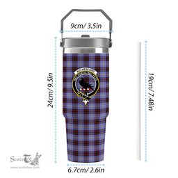 ScotsTee Shop Scottish Rutherford SC Crest Tartan Flip Straw Tumbler 20oz 30oz