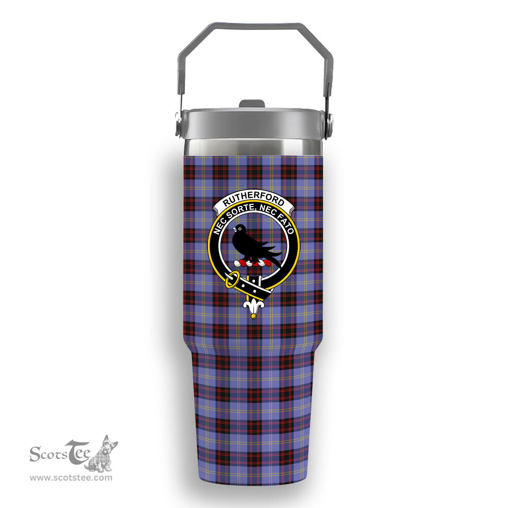 ScotsTee Shop Scottish Rutherford SC Crest Tartan Flip Straw Tumbler 20oz 30oz