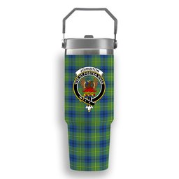 ScotsTee Shop Scottish Johnston Ancient Crest Tartan Flip Straw Tumbler 20oz 30oz