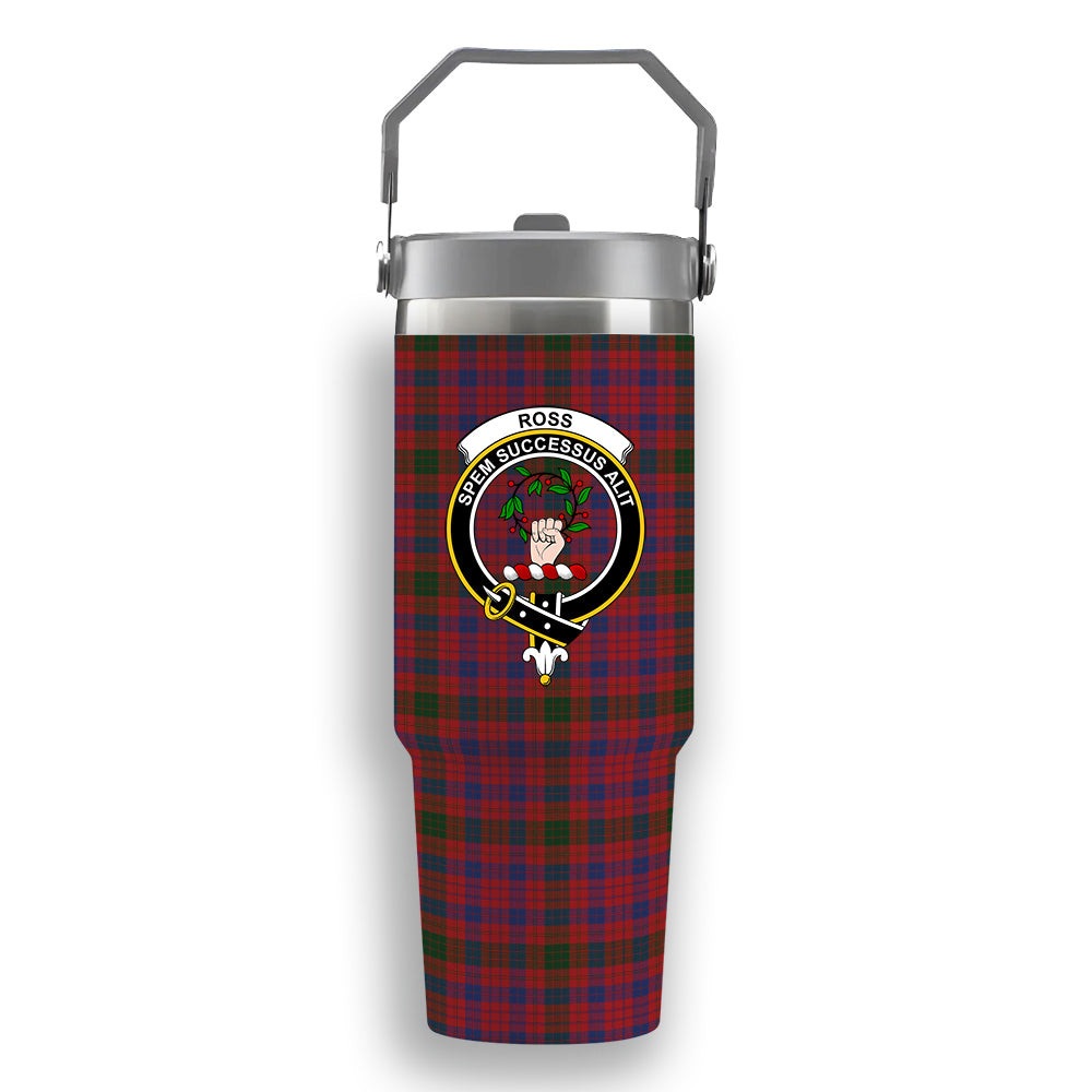 ScotsTee Shop Scottish Ross 5 Crest Tartan Flip Straw Tumbler 20oz 30oz