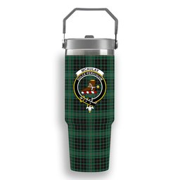 ScotsTee Shop Scottish McAulay Hunting Ancient Crest Tartan Flip Straw Tumbler 20oz 30oz