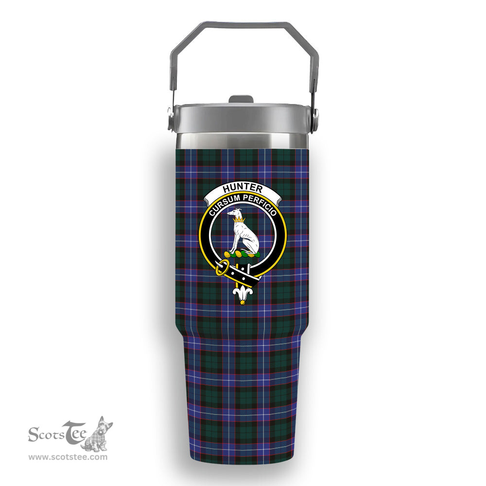 ScotsTee Shop Scottish Hunter Modern Crest Tartan Flip Straw Tumbler 20oz 30oz