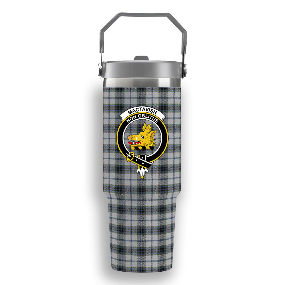 ScotsTee Shop Scottish MacTavish of Dunardry Dress Crest Tartan Flip Straw Tumbler 20oz 30oz
