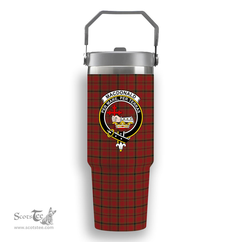ScotsTee Shop Scottish MacDonald of Belfinlay Crest Tartan Flip Straw Tumbler 20oz 30oz