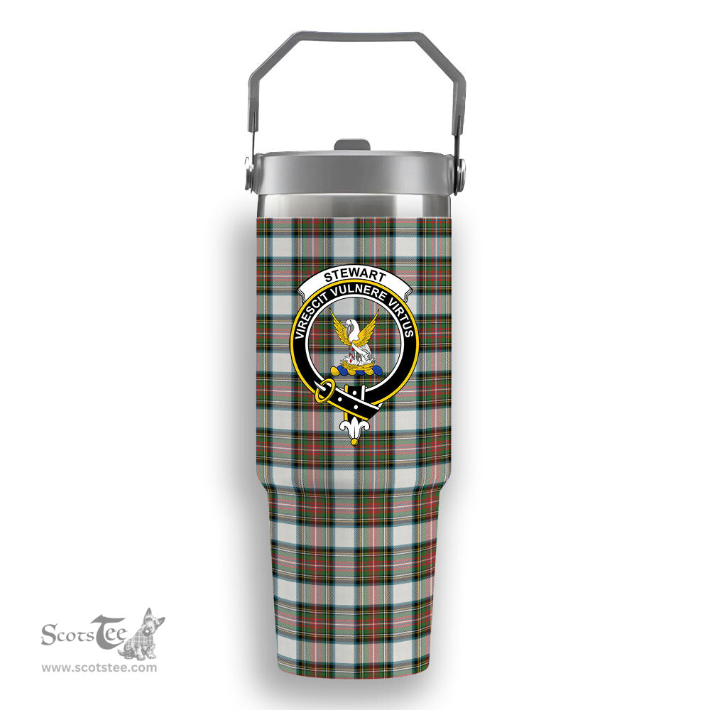 ScotsTee Shop Scottish Stewart Dress Ancient Crest Tartan Flip Straw Tumbler 20oz 30oz