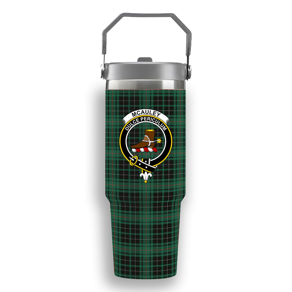 ScotsTee Shop Scottish McAuley Hunting Ancient Crest Tartan Flip Straw Tumbler 20oz 30oz