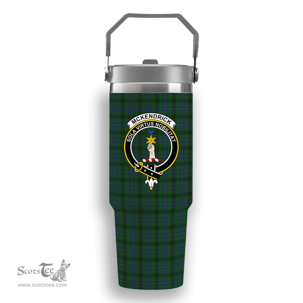 ScotsTee Shop Scottish McKendrick Crest Tartan Flip Straw Tumbler 20oz 30oz