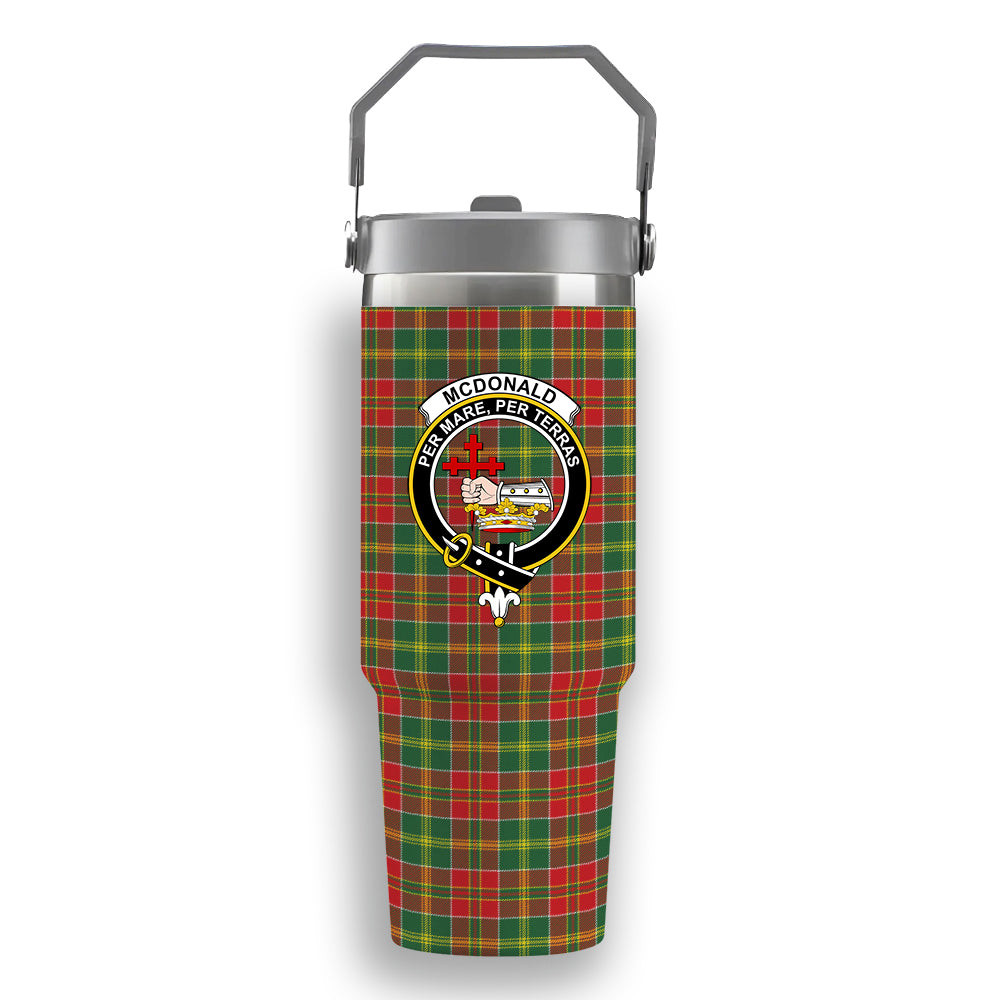 ScotsTee Shop Scottish McDonald of Kingsburgh Modern Crest Tartan Flip Straw Tumbler 20oz 30oz