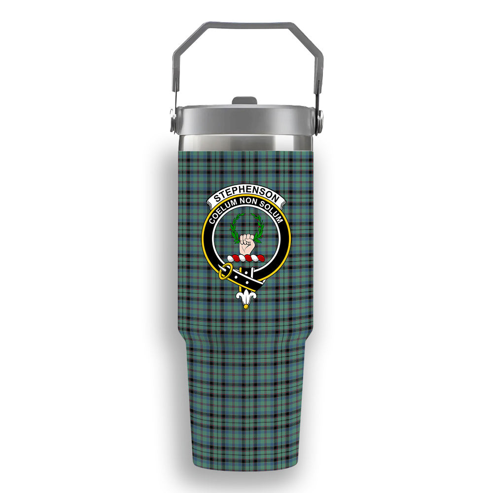 ScotsTee Shop Scottish Stephenson Ancient Crest Tartan Flip Straw Tumbler 20oz 30oz