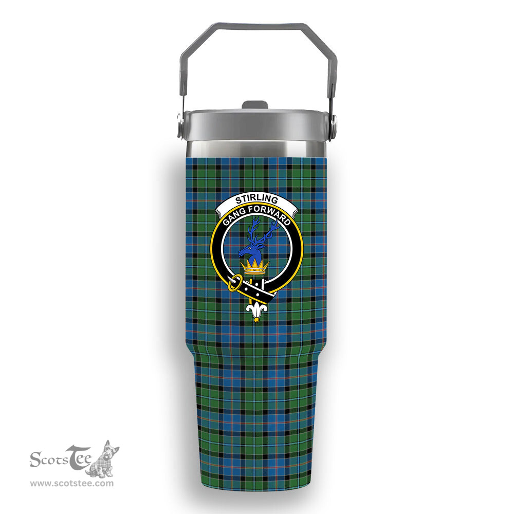 ScotsTee Shop Scottish Stirling Ancient Crest Tartan Flip Straw Tumbler 20oz 30oz