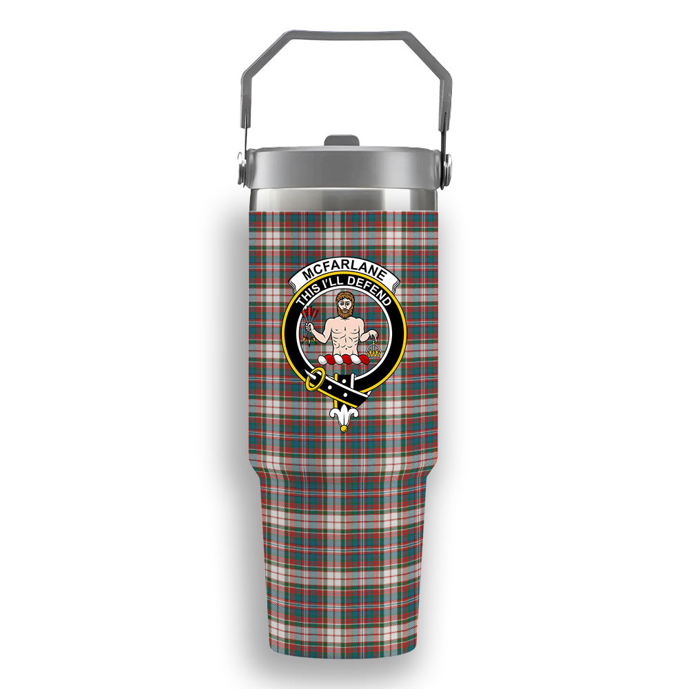 ScotsTee Shop Scottish McFarlane Dress Ancient Crest Tartan Flip Straw Tumbler 20oz 30oz