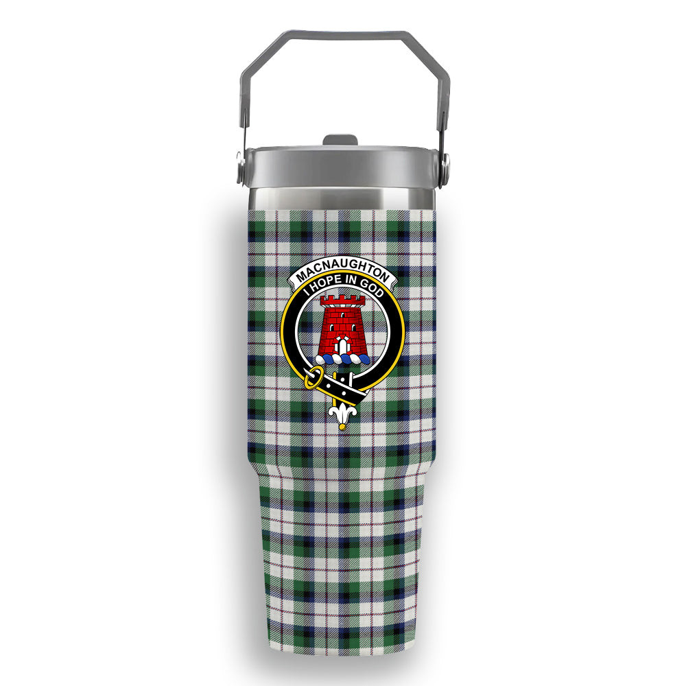 ScotsTee Shop Scottish MacNaughton Dress Modern Crest Tartan Flip Straw Tumbler 20oz 30oz