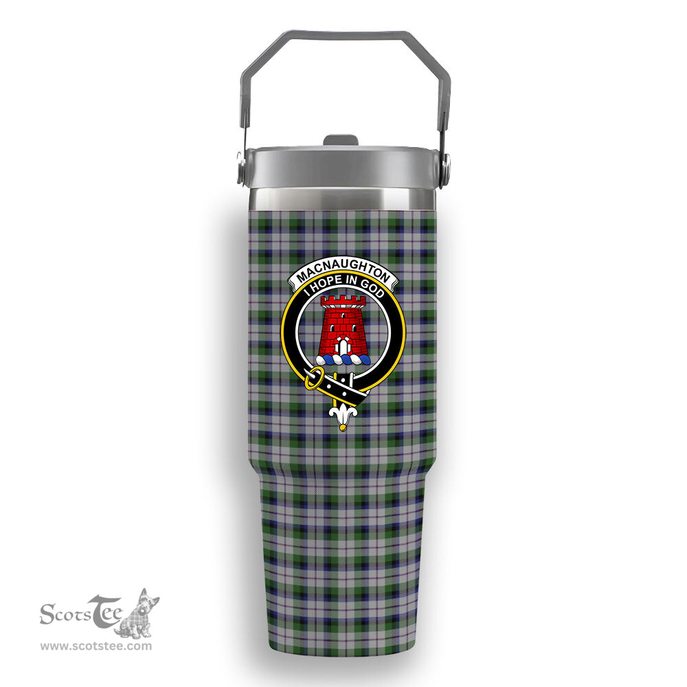 ScotsTee Shop Scottish MacNaughton Dress Crest Tartan Flip Straw Tumbler 20oz 30oz
