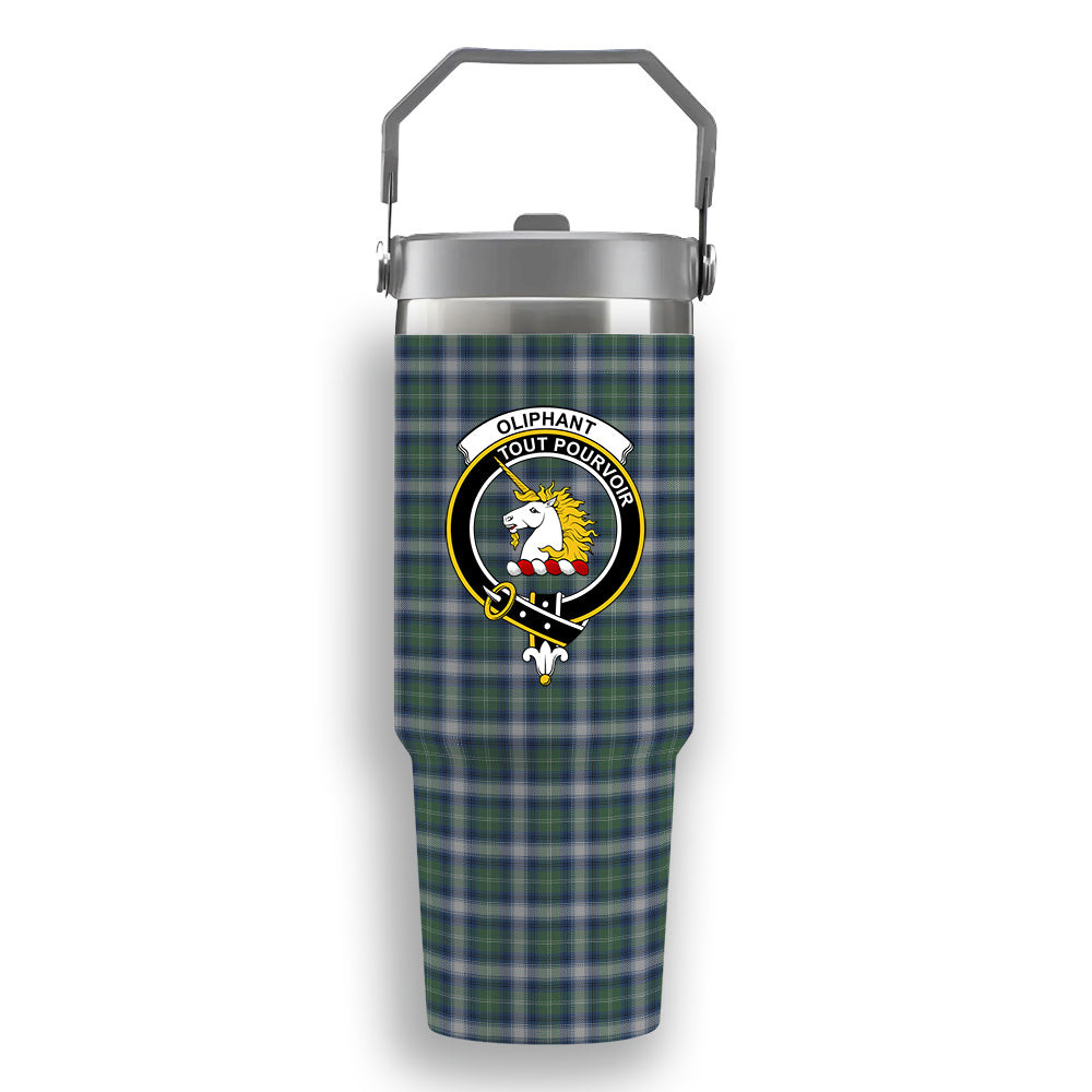 ScotsTee Shop Scottish Oliphant Dress Crest Tartan Flip Straw Tumbler 20oz 30oz