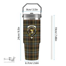 ScotsTee Shop Scottish Stewart Hunting Weathered Crest Tartan Flip Straw Tumbler 20oz 30oz