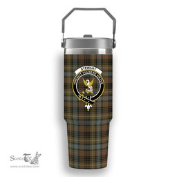 ScotsTee Shop Scottish Stewart Hunting Weathered Crest Tartan Flip Straw Tumbler 20oz 30oz