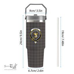 ScotsTee Shop Scottish Stewart Grey Crest Tartan Flip Straw Tumbler 20oz 30oz