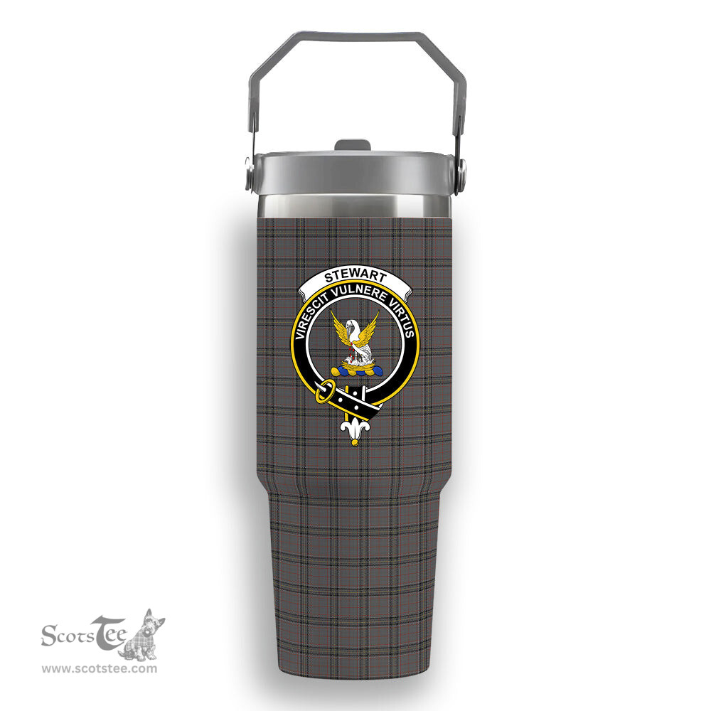 ScotsTee Shop Scottish Stewart Grey Crest Tartan Flip Straw Tumbler 20oz 30oz