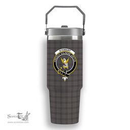 ScotsTee Shop Scottish Stewart Grey Crest Tartan Flip Straw Tumbler 20oz 30oz