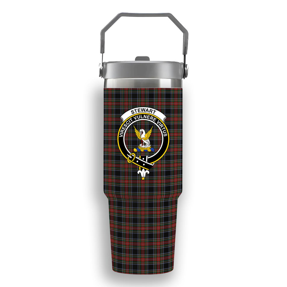 ScotsTee Shop Scottish Stewart Black 3 Crest Tartan Flip Straw Tumbler 20oz 30oz